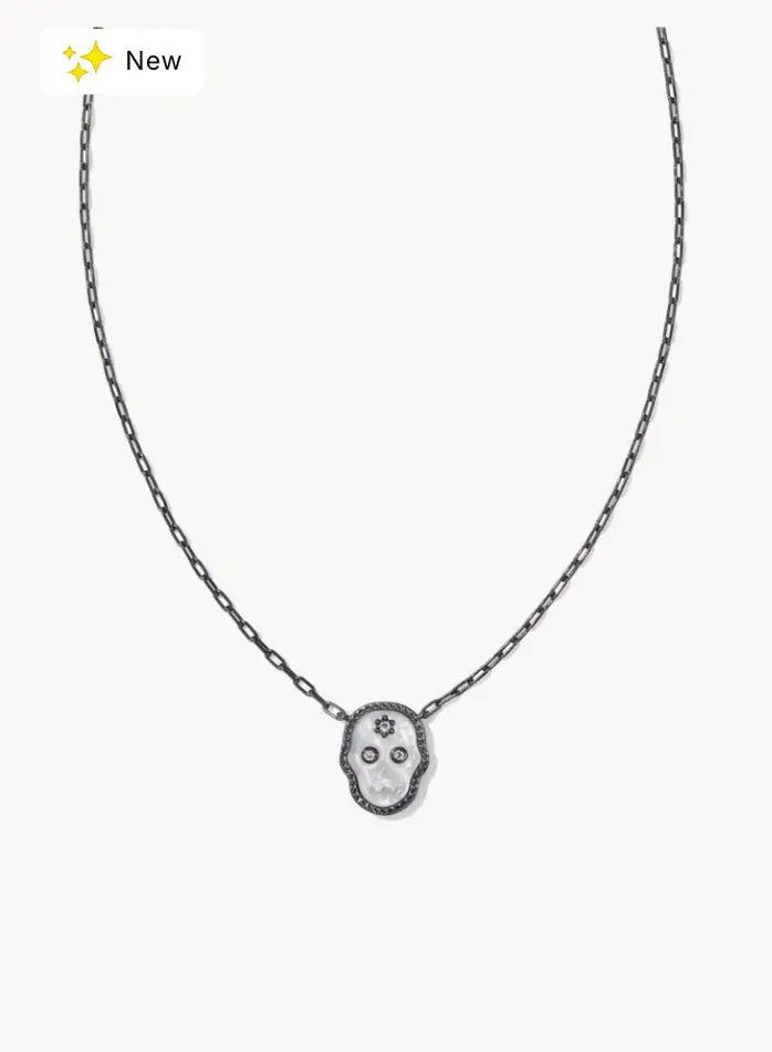 Necklaces KENDRA SCOTT KENDRA SCOTT Skeleton Gunmetal Short Pendant Necklace in Ivory MotherofPearl 9608866600 Necklaces KENDRA SCOTT KENDRA SCOTT Skeleton Gunmetal Short Pendant Necklace in Ivory MotherofPearl 9608866600