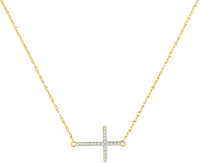 Necklaces mayamila 10kt Yellow Gold Womens Round Diamond Sideways Horizontal Cross Pendant Necklace 120 Cttw Necklaces mayamila 10kt Yellow Gold Womens Round Diamond Sideways Horizontal Cross Pendant Necklace 120 Cttw
