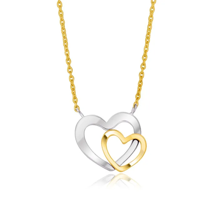 Necklaces MayaMila 14k TwoTone Gold Double Heart Necklace