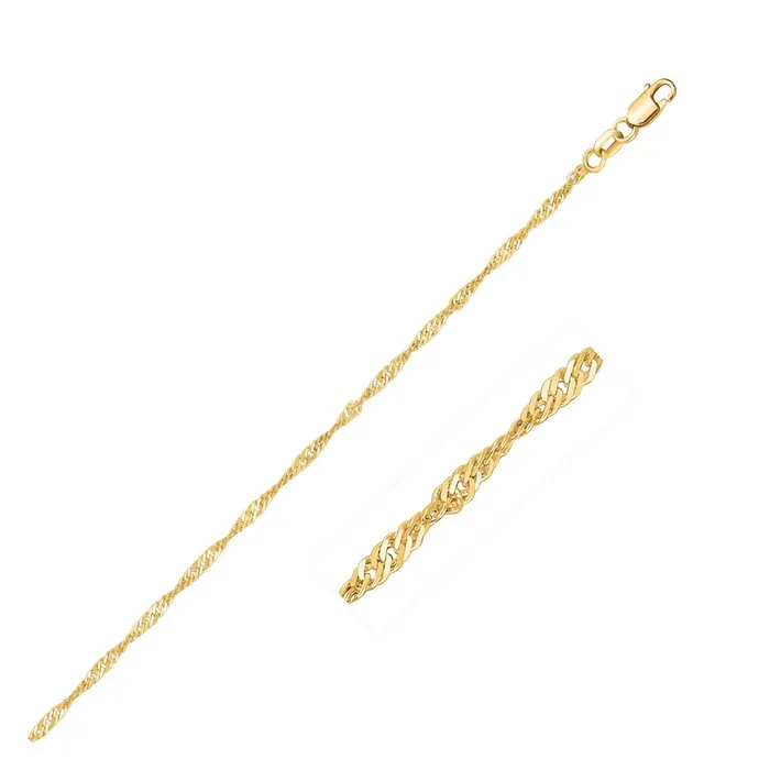 Necklaces MayaMila 14k Yellow Gold Singapore Chain 15mm