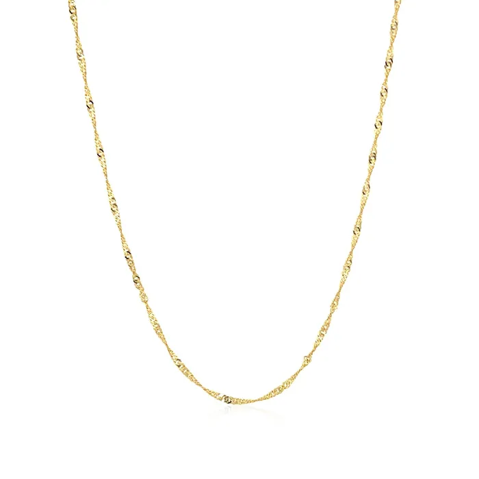 Necklaces MayaMila 14k Yellow Gold Singapore Chain 15mm