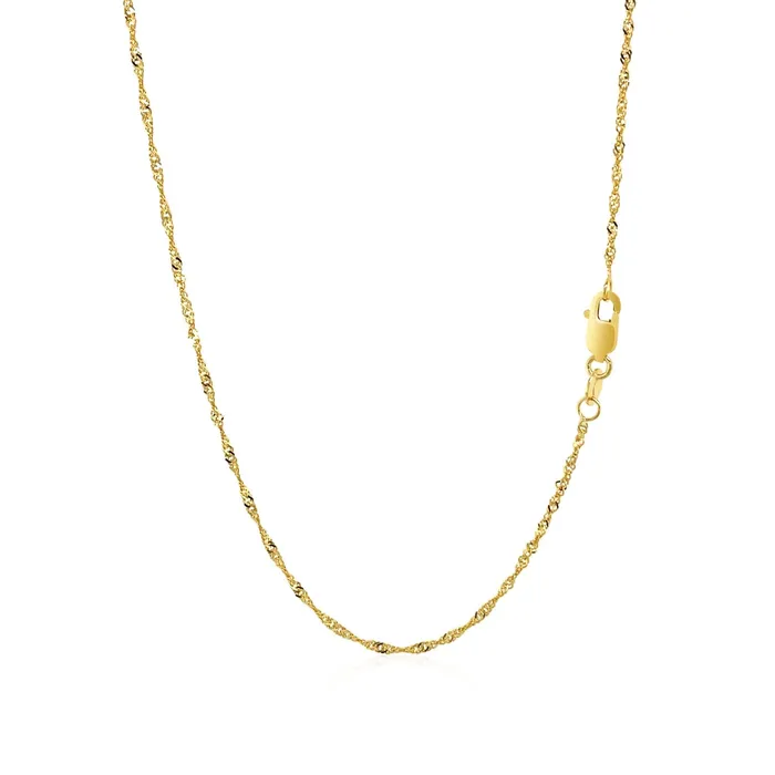 Necklaces MayaMila 14k Yellow Gold Singapore Chain 15mm
