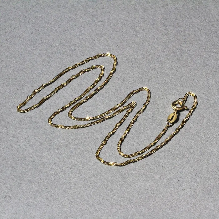 Necklaces MayaMila 14k Yellow Gold Singapore Chain 15mm