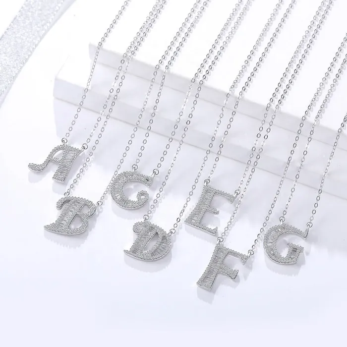 Necklaces Mystic Flavia Initials Alphabet AG Pendant Zircon Silver Necklace Necklaces Mystic Flavia Initials Alphabet AG Pendant Zircon Silver Necklace