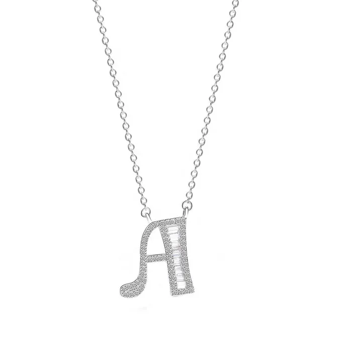 Necklaces Mystic Flavia Initials Alphabet AG Pendant Zircon Silver Necklace