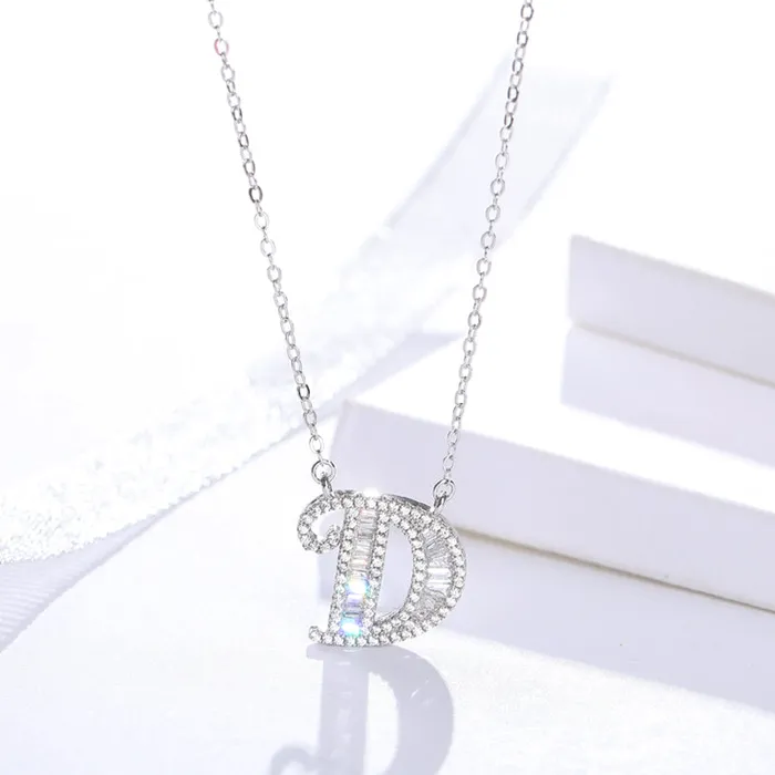 Necklaces Mystic Flavia Initials Alphabet AG Pendant Zircon Silver Necklace