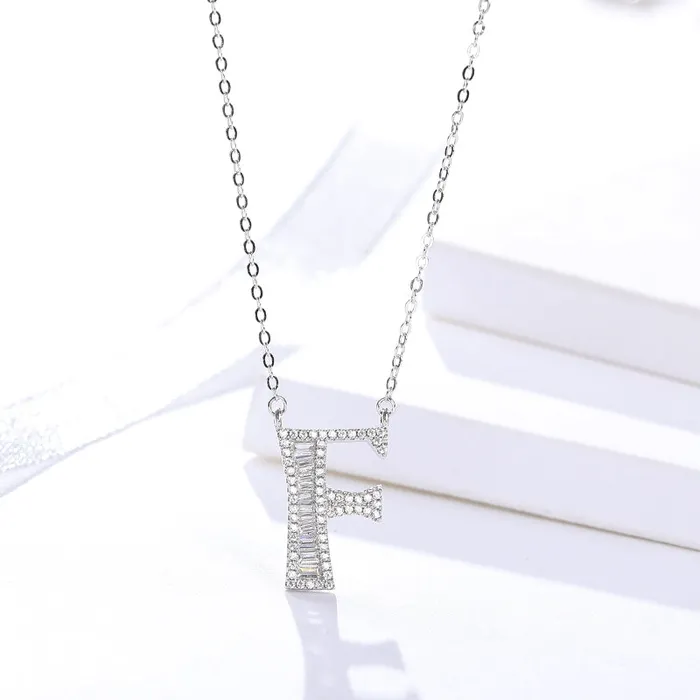 Necklaces Mystic Flavia Initials Alphabet AG Pendant Zircon Silver Necklace
