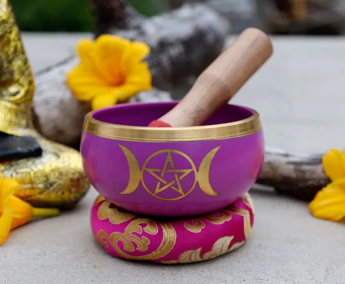 Necklaces Triple Moon Singing Bowl Lungta Imports