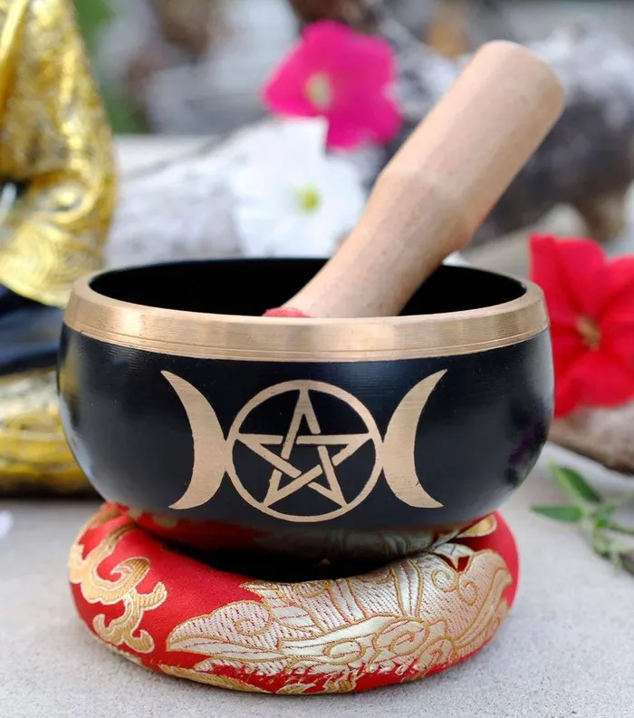 Necklaces Triple Moon Singing Bowl Lungta Imports