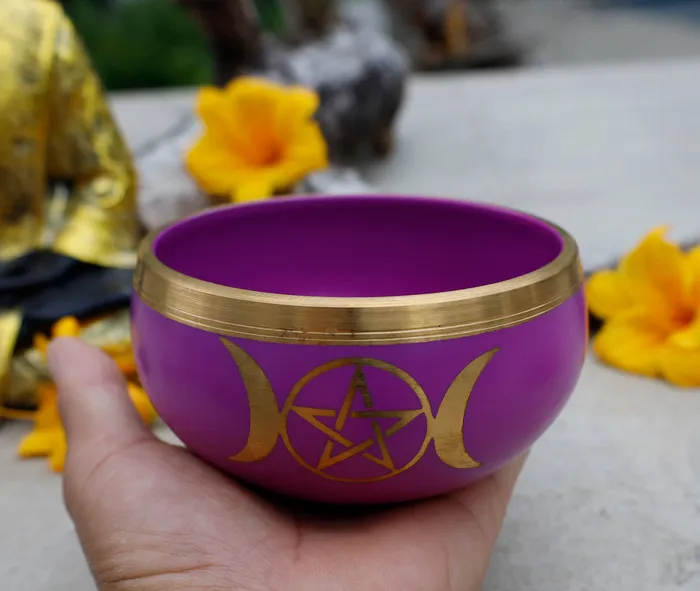 Necklaces Triple Moon Singing Bowl Lungta Imports