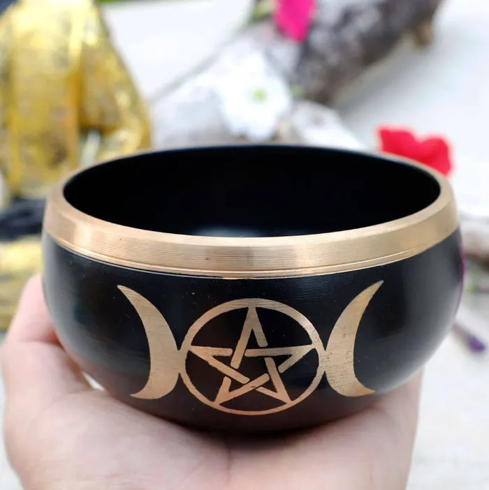 Necklaces Triple Moon Singing Bowl Lungta Imports