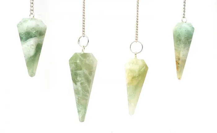 New Age Imports Inc Necklaces Green Fluorite Pendulum with Chain