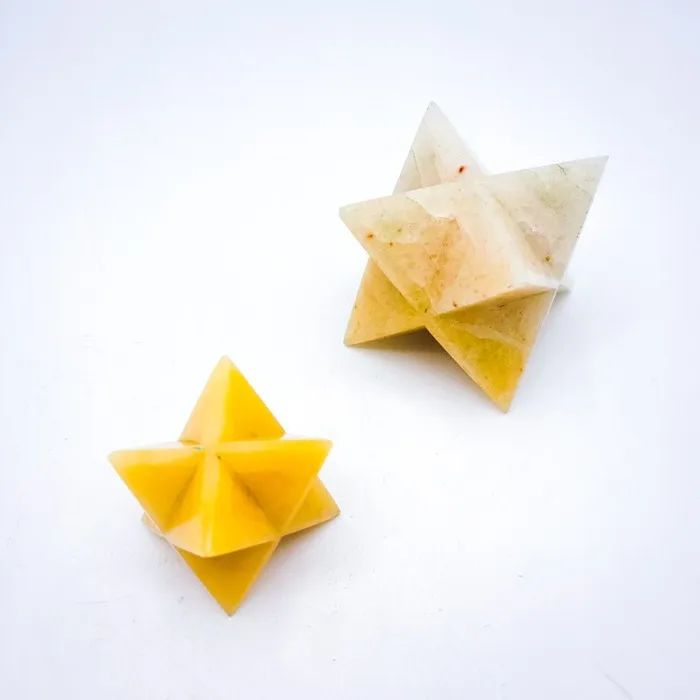 Oceanic Linkways Earrings Merkaba Yellow Aventurine