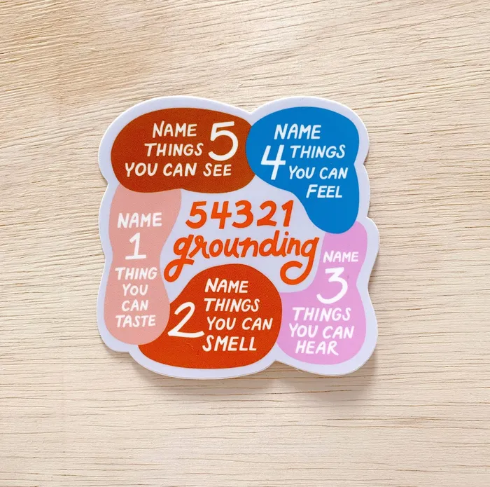 Odd Daughter Paper Co Earrings 54321 Grounding Vinyl Mental Health Sticker