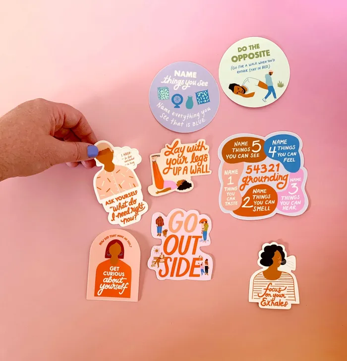 Odd Daughter Paper Co Earrings 54321 Grounding Vinyl Mental Health Sticker