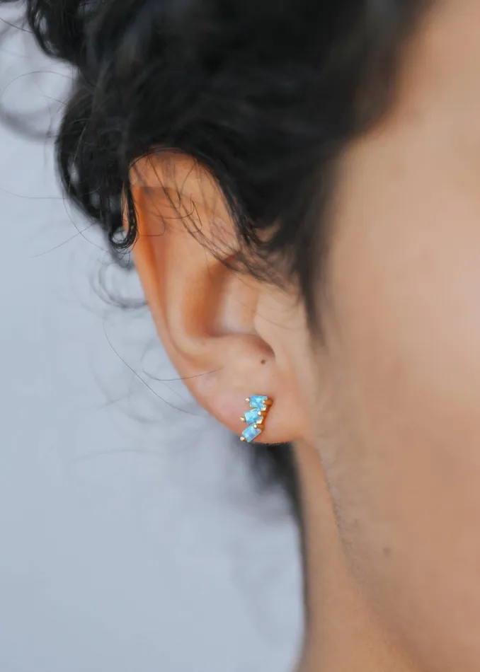 Offset Trio Fire Opal Earring JaxKelly Earrings