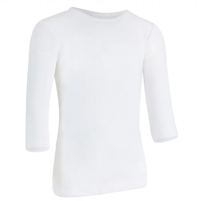 PBJ Girls Ribbed 34 Sleeve Shell White Pea Bee Jae Rings