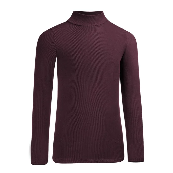 PBJ Girls Ribbed Long Sleeve Mock Turtleneck Raisin Pea Bee Jae Earrings