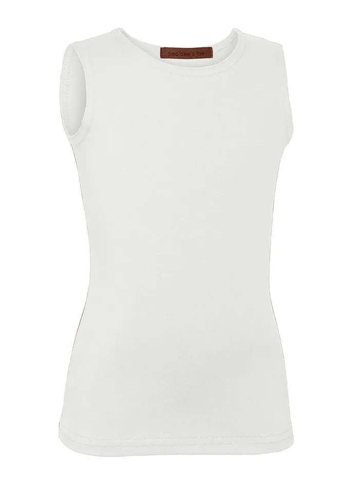 Pea Bee Jae Rings PBJ Girls Cotton Sleeveless Shell White