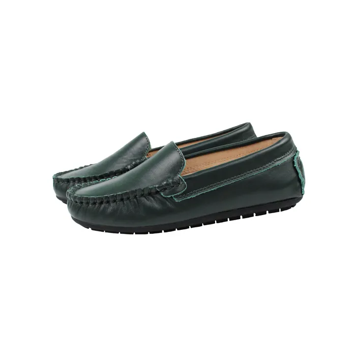 Perroquet Leather Moccasin Loafers Green Perroquet Shoes Earrings