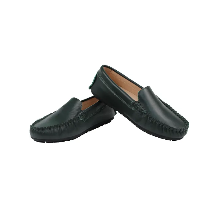 Perroquet Leather Moccasin Loafers Green Perroquet Shoes Earrings