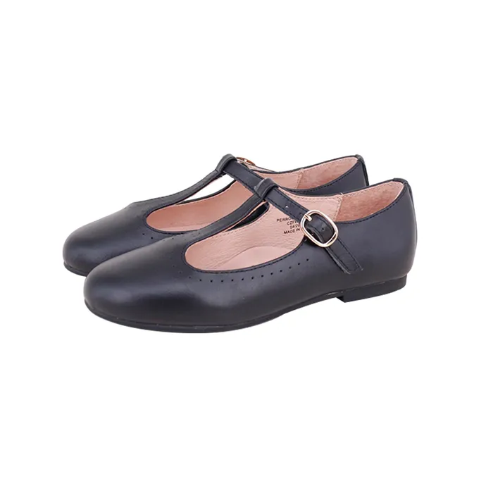 Perroquet Shoes Rings Perroquet Girls Leather TStrap Mary Janes Black