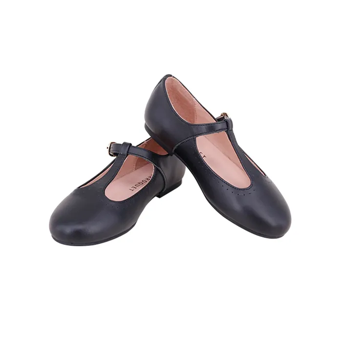 Perroquet Shoes Rings Perroquet Girls Leather TStrap Mary Janes Black