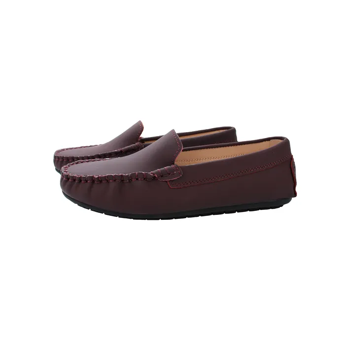 Perroquet Silky Leather Moccasin Loafers Burgundy Perroquet Shoes Earrings