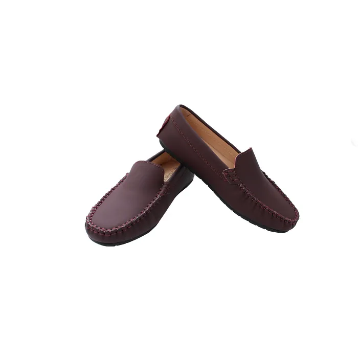 Perroquet Silky Leather Moccasin Loafers Burgundy Perroquet Shoes Earrings