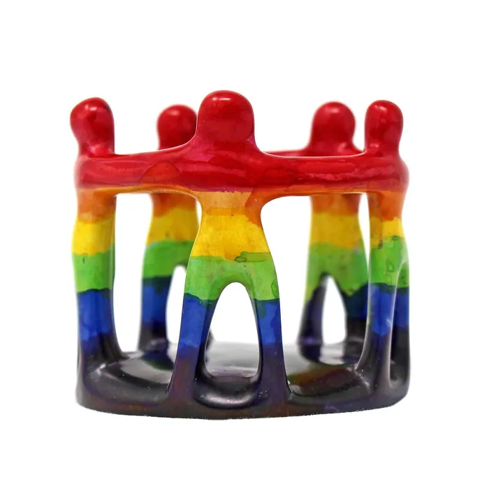 Rainbow Circle of Friends Painted Sculpture Global Crafts Necklaces