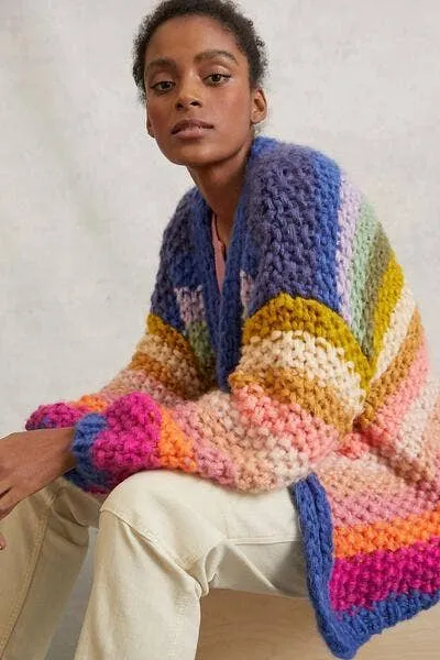 Rainbow Knitted Cardigan SAACHI Earrings