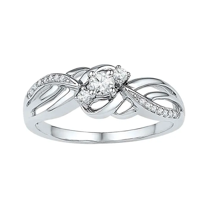 Rings 10kt White Gold Womens Round Diamond 3stone Bridal Wedding Engagement Ring 14 Cttw mayamila Rings 10kt White Gold Womens Round Diamond 3stone Bridal Wedding Engagement Ring 14 Cttw mayamila