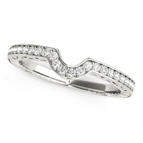 Rings 14k White Gold Prong Set Curved Wedding Band 18 cttw MayaMila