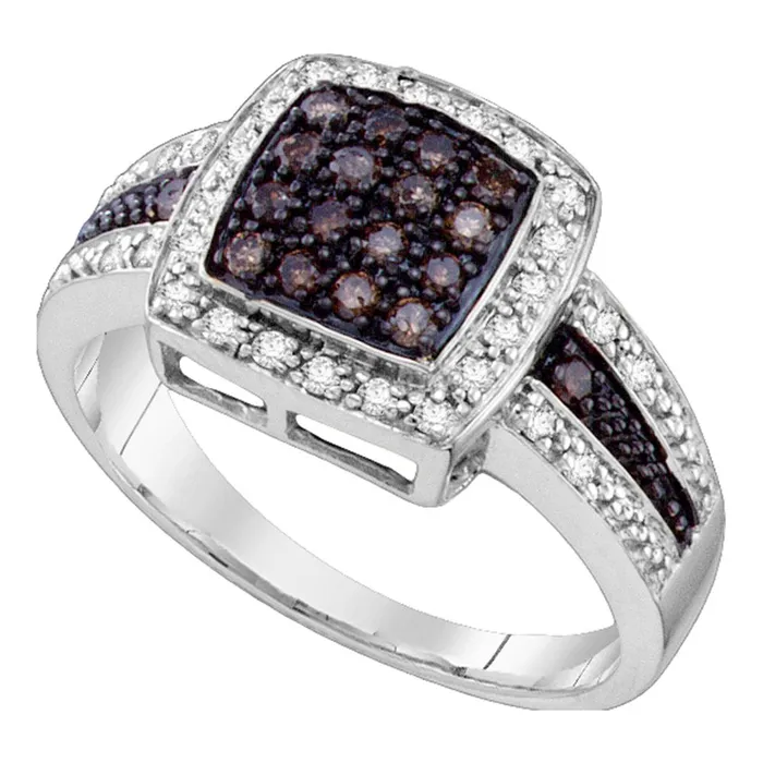 Rings 14kt White Gold Womens Round Brown Color Enhanced Diamond Cluster Ring 12 Cttw Size 10 mayamila Rings 14kt White Gold Womens Round Brown Color Enhanced Diamond Cluster Ring 12 Cttw Size 10 mayamila