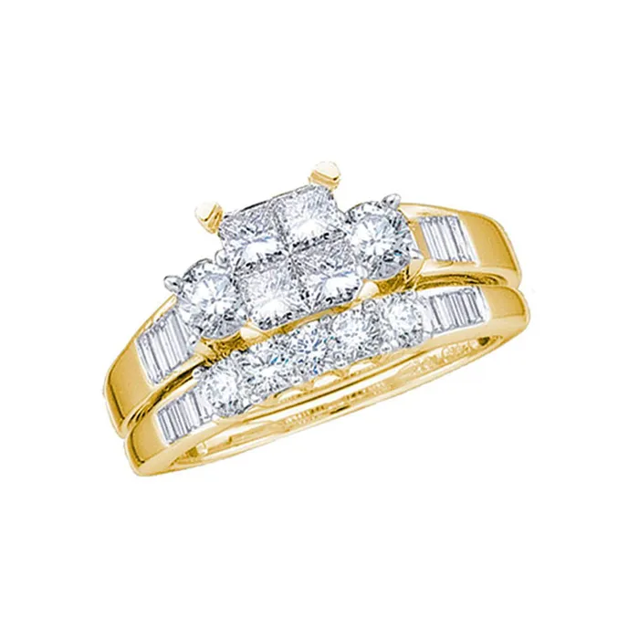 Rings 14kt Yellow Gold Womens Princess Diamond Bridal Wedding Engagement Ring Band Set 100 Cttw Size 5 mayamila Rings 14kt Yellow Gold Womens Princess Diamond Bridal Wedding Engagement Ring Band Set 100 Cttw Size 5 mayamila