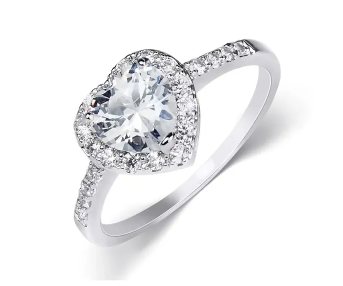 Rings 2 Carat Heart Shape Sterling Silver Cubic Zirconia Engagement Ring mayamila Rings 2 Carat Heart Shape Sterling Silver Cubic Zirconia Engagement Ring mayamila