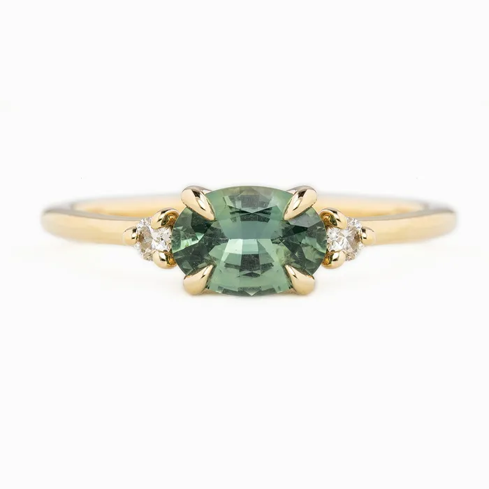 Rings Envero Jewelry Emilie Ring 083ct Blue Green Madagascar Sapphire 14k Yellow Gold One of a kind Rings Envero Jewelry Emilie Ring 083ct Blue Green Madagascar Sapphire 14k Yellow Gold One of a kind