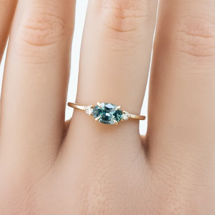 Rings Envero Jewelry Emilie Ring 083ct Blue Green Madagascar Sapphire 14k Yellow Gold One of a kind Rings Envero Jewelry Emilie Ring 083ct Blue Green Madagascar Sapphire 14k Yellow Gold One of a kind