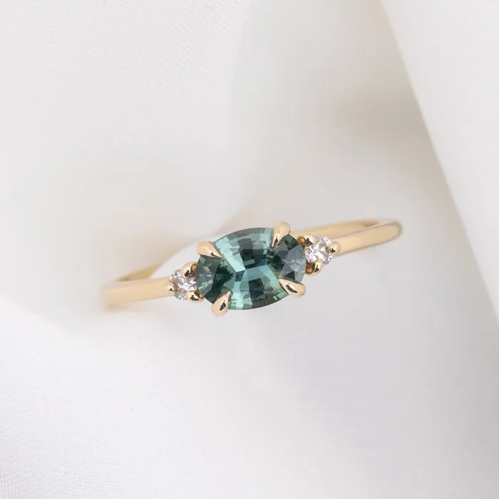 Rings Envero Jewelry Emilie Ring 083ct Blue Green Madagascar Sapphire 14k Yellow Gold One of a kind Rings Envero Jewelry Emilie Ring 083ct Blue Green Madagascar Sapphire 14k Yellow Gold One of a kind
