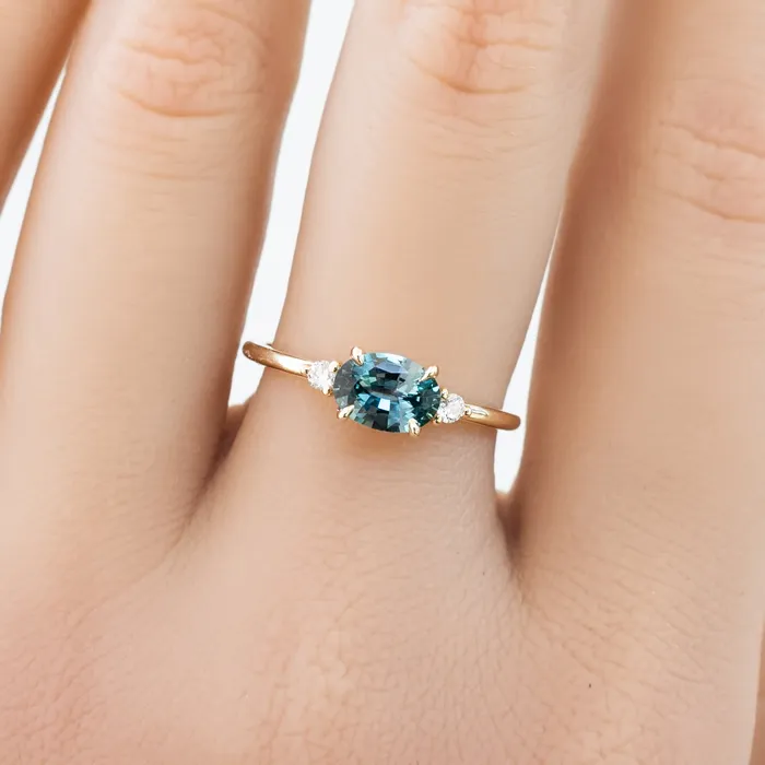 Rings Envero Jewelry Emilie Ring 085ct Blue Green Madagascar Sapphire 14k Yellow Gold One of a kind Rings Envero Jewelry Emilie Ring 085ct Blue Green Madagascar Sapphire 14k Yellow Gold One of a kind