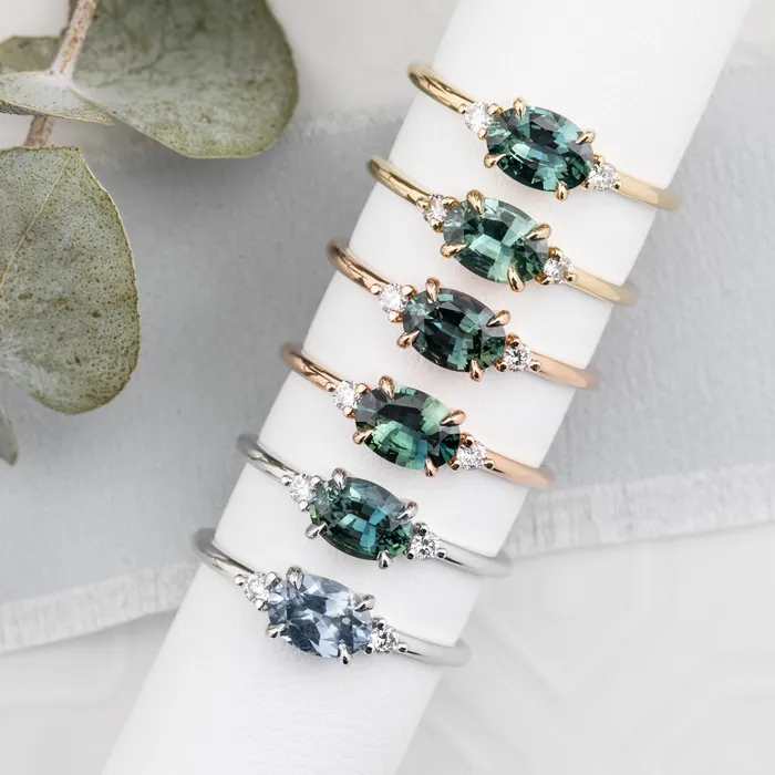 Rings Envero Jewelry Emilie Ring 085ct Blue Green Madagascar Sapphire 14k Yellow Gold One of a kind Rings Envero Jewelry Emilie Ring 085ct Blue Green Madagascar Sapphire 14k Yellow Gold One of a kind