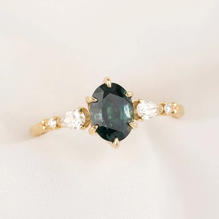 Rings Envero Jewelry Estel Fleur Petal Ring 146ct Teal Blue Montana Sapphiree 14k Yellow Gold One of a kind Rings Envero Jewelry Estel Fleur Petal Ring 146ct Teal Blue Montana Sapphiree 14k Yellow Gold One of a kind