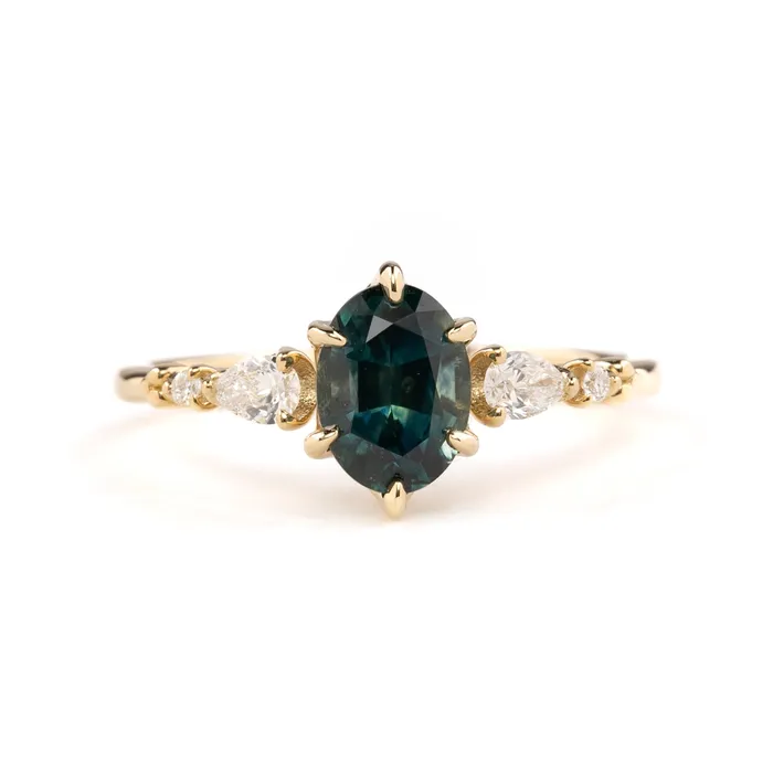 Rings Envero Jewelry Estel Fleur Petal Ring 146ct Teal Blue Montana Sapphiree 14k Yellow Gold One of a kind Rings Envero Jewelry Estel Fleur Petal Ring 146ct Teal Blue Montana Sapphiree 14k Yellow Gold One of a kind