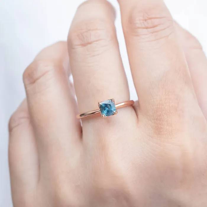 Rings Envero Jewelry Sara Ring 5mm 060ct Teal Blue Montana Sapphire 14k rose gold Rings Envero Jewelry Sara Ring 5mm 060ct Teal Blue Montana Sapphire 14k rose gold