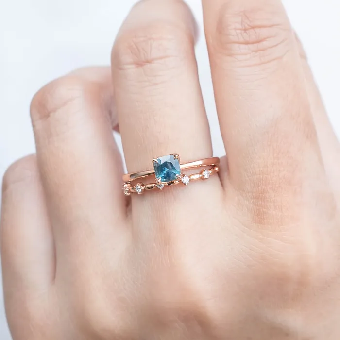 Rings Envero Jewelry Sara Ring 5mm 060ct Teal Blue Montana Sapphire 14k rose gold Rings Envero Jewelry Sara Ring 5mm 060ct Teal Blue Montana Sapphire 14k rose gold