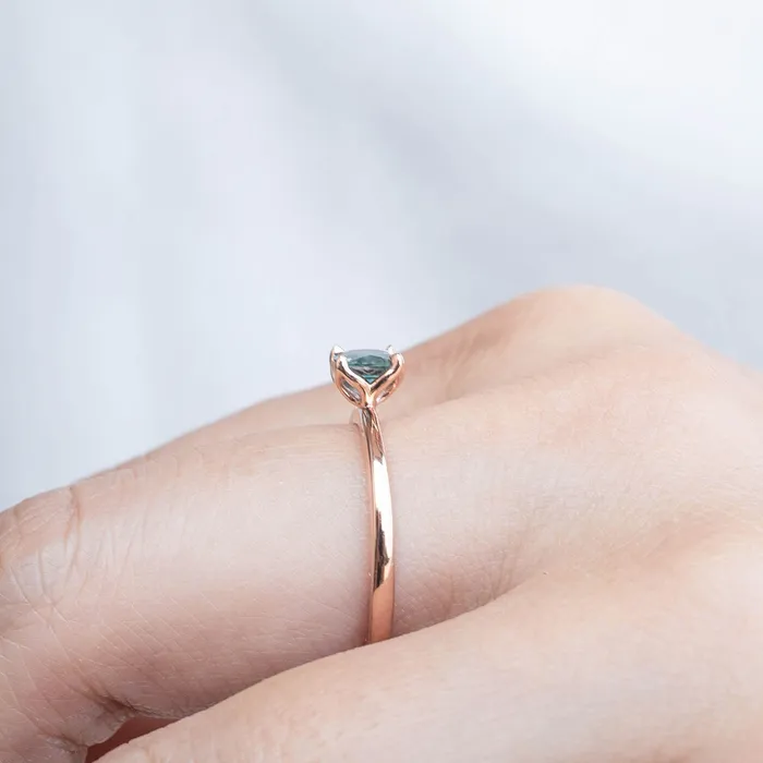 Rings Envero Jewelry Sara Ring 5mm 060ct Teal Blue Montana Sapphire 14k rose gold Rings Envero Jewelry Sara Ring 5mm 060ct Teal Blue Montana Sapphire 14k rose gold