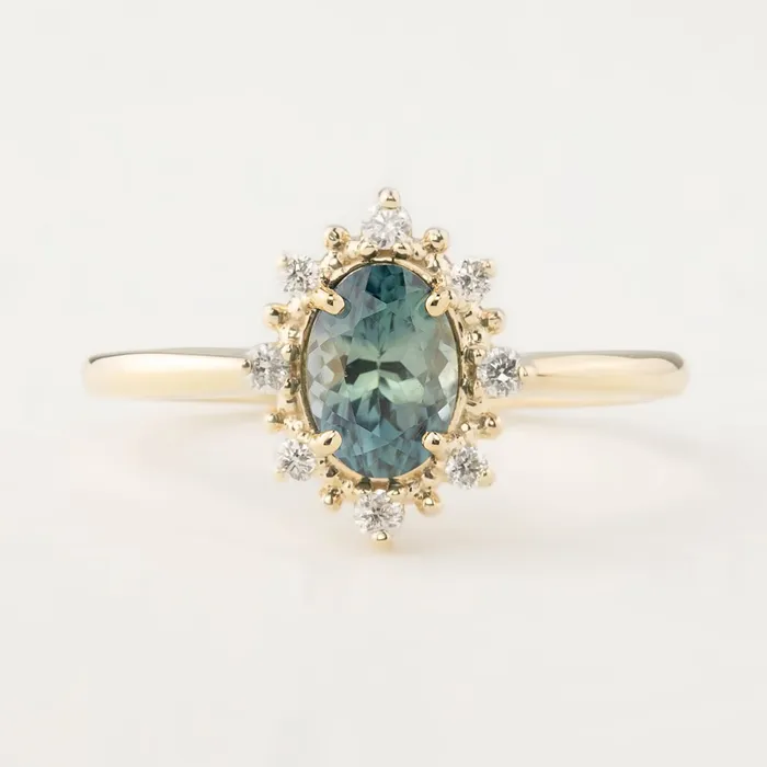 Rings Envero Jewelry Victoria Ring 097ct Light Aqua Blue Green Montana Sapphire One of a kind