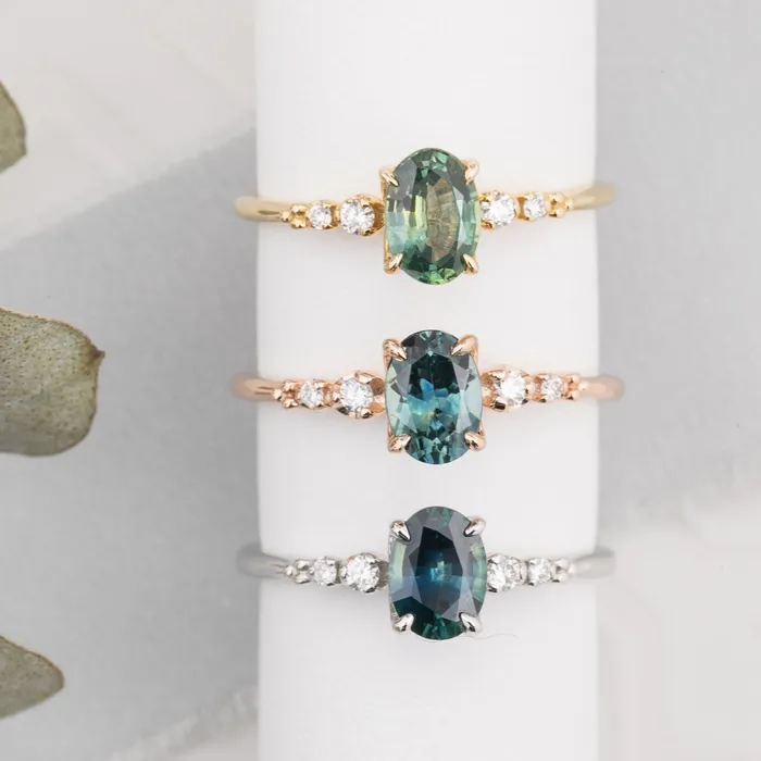 Rings Estel Fleur Four Prongs Ring 083ct Blue Green Montana Sapphire 14K White Gold One of a kind Envero Jewelry Rings Estel Fleur Four Prongs Ring 083ct Blue Green Montana Sapphire 14K White Gold One of a kind Envero Jewelry