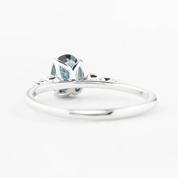 Rings Estel Fleur Four Prongs Ring 083ct Blue Green Montana Sapphire 14K White Gold One of a kind Envero Jewelry Rings Estel Fleur Four Prongs Ring 083ct Blue Green Montana Sapphire 14K White Gold One of a kind Envero Jewelry
