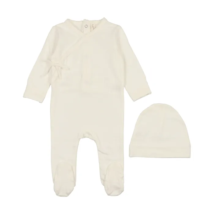 Rings Lilette Lilette Brushed Cotton Wrapover Footie Set Winter White